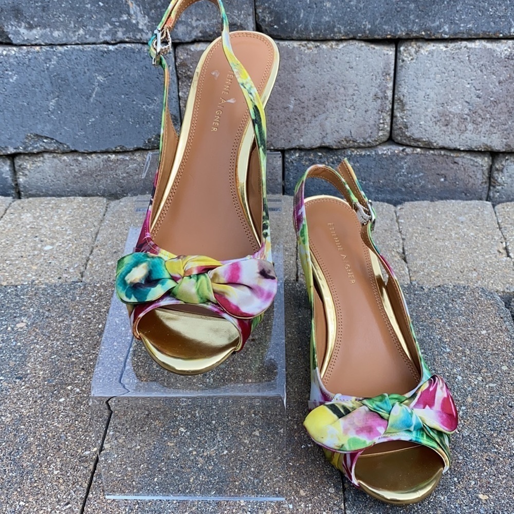 Etienne Aigner Floral Darla Chunky heal Slingback🩴 - Picture 5 of 12